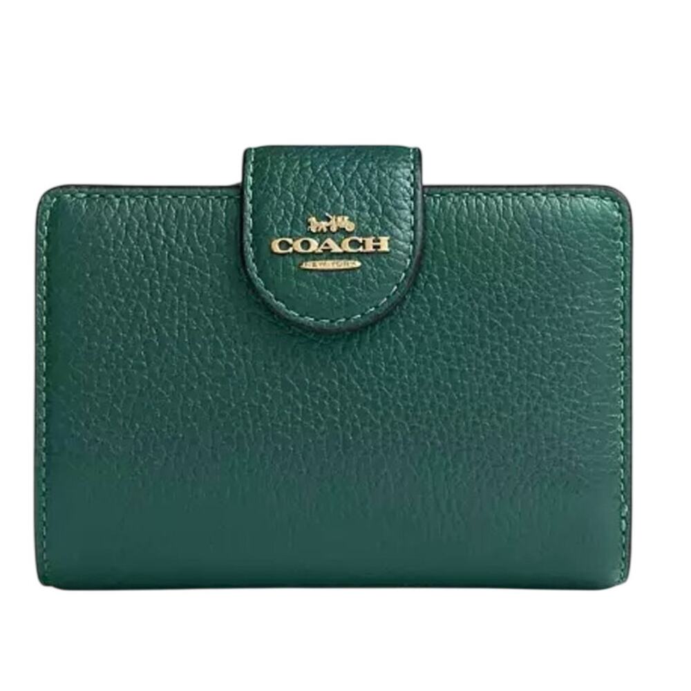 Coach Medium Corner Zip Wallet Emerald Green NWT